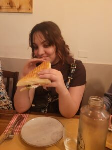 Rogue enjoying the focaccia