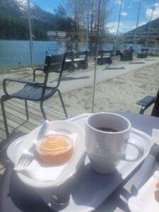 Pastry and Glühwein by Lake St. Moritz