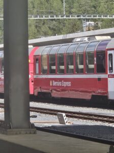 The iconic red Bernina Express train