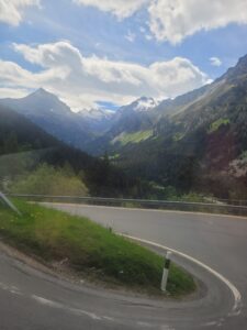 Switchback roads leaving St. Moritz