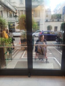 Waiting to be let into Hotel Andreola