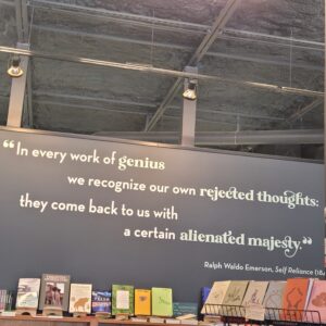 Ralph Waldo Emerson quote "In every work of genius we recognize our own rejected thoughts: they come back to us with a certain alienated majesty"
