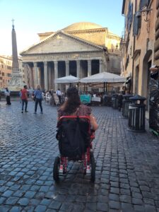 Wheeling up to the Pantheon in Rome